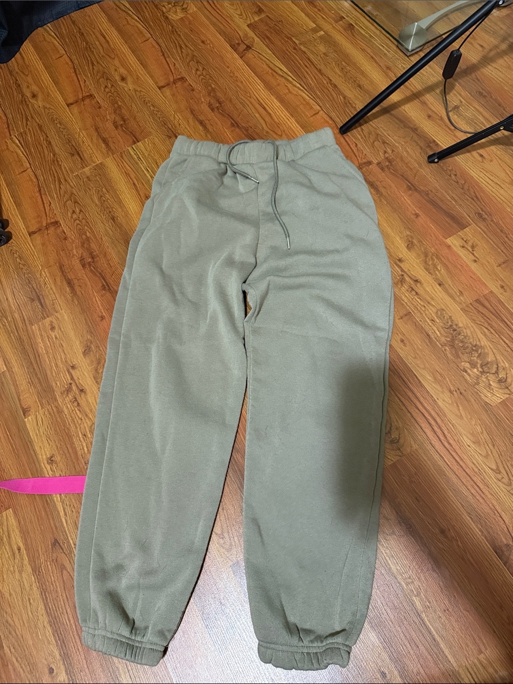 Olive Green Drawstring Fleece Joggers
